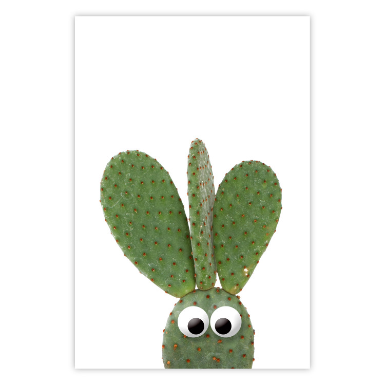 Wall Poster Eared Cactus - funny green plant with eyes on a solid background 116891