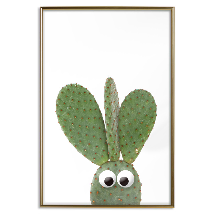 Wall Poster Eared Cactus - funny green plant with eyes on a solid background 116891 additionalImage 20