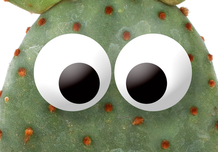 Wall Poster Eared Cactus - funny green plant with eyes on a solid background 116891 additionalImage 2