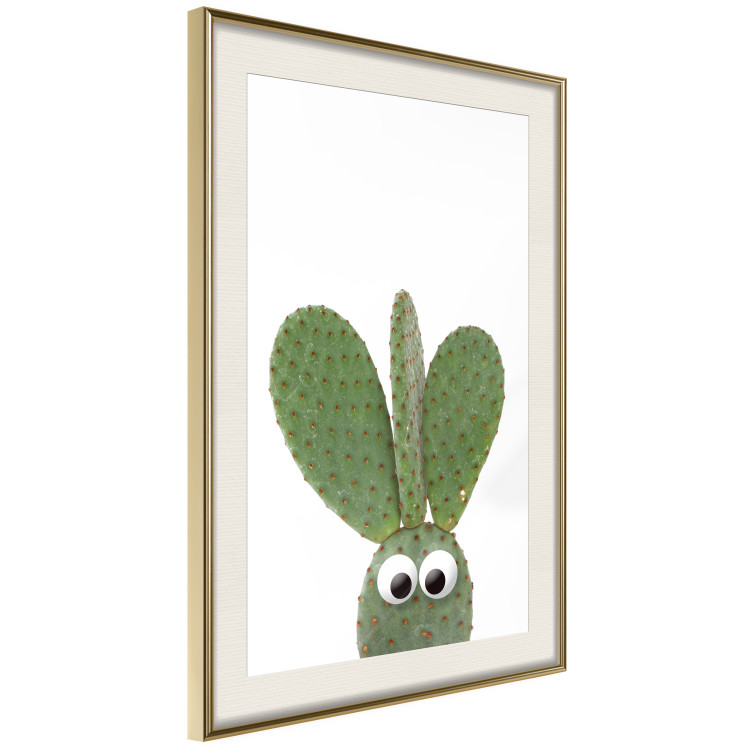 Wall Poster Eared Cactus - funny green plant with eyes on a solid background 116891 additionalImage 3