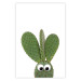 Wall Poster Eared Cactus - funny green plant with eyes on a solid background 116891