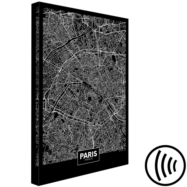 Canvas Art Print Dark Map of Paris (1 Part) Vertical 118091 additionalImage 6