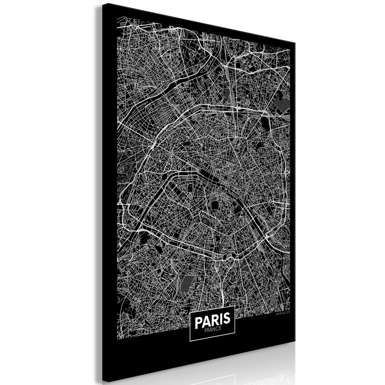 Canvas Art Print Dark Map of Paris (1 Part) Vertical 118091 additionalImage 2