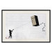 Wall Poster Flying Fridge - Banksy-style graffiti with a boy against a brick background 118791 additionalThumb 19