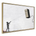 Wall Poster Flying Fridge - Banksy-style graffiti with a boy against a brick background 118791 additionalThumb 14
