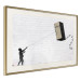 Wall Poster Flying Fridge - Banksy-style graffiti with a boy against a brick background 118791 additionalThumb 2
