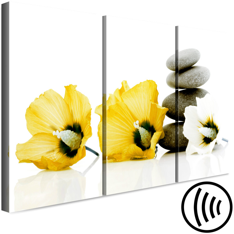 Canvas Feng shui flowers composition - a motif with yellow mallow and stones 123391 additionalImage 6