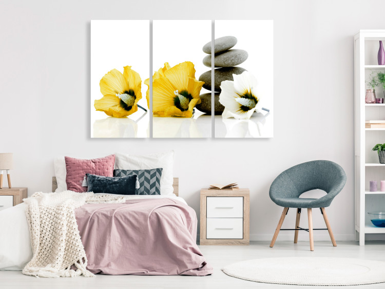 Canvas Feng shui flowers composition - a motif with yellow mallow and stones 123391 additionalImage 3