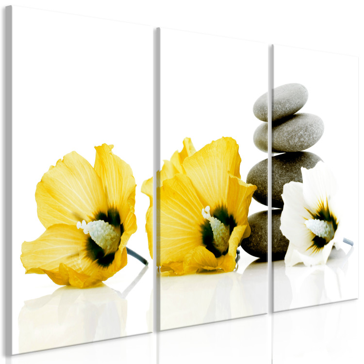 Canvas Feng shui flowers composition - a motif with yellow mallow and stones 123391 additionalImage 2