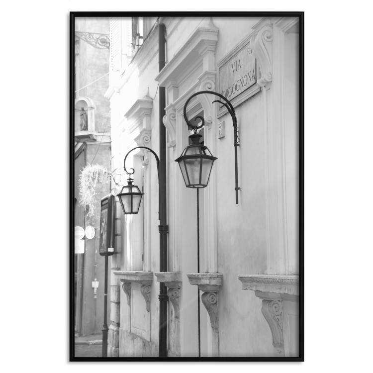 Wall Poster Street Lamps - black and white street architecture with wall lamps 123491 additionalImage 18