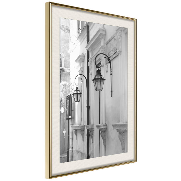Wall Poster Street Lamps - black and white street architecture with wall lamps 123491 additionalImage 2