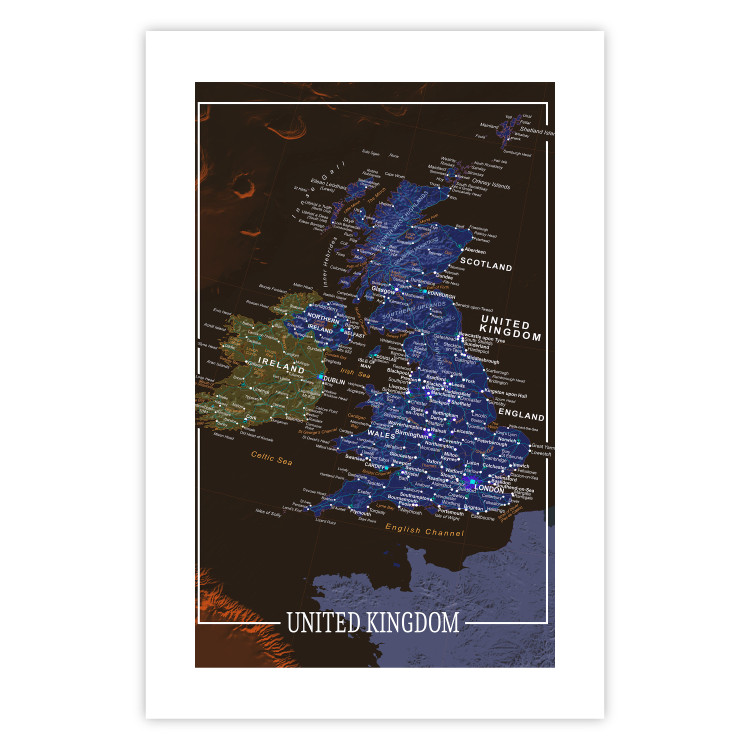 Wall Poster United Kingdom - colorful map of Great Britain with white inscriptions 126291 additionalImage 25