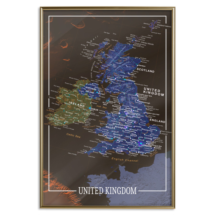 Wall Poster United Kingdom - colorful map of Great Britain with white inscriptions 126291 additionalImage 21