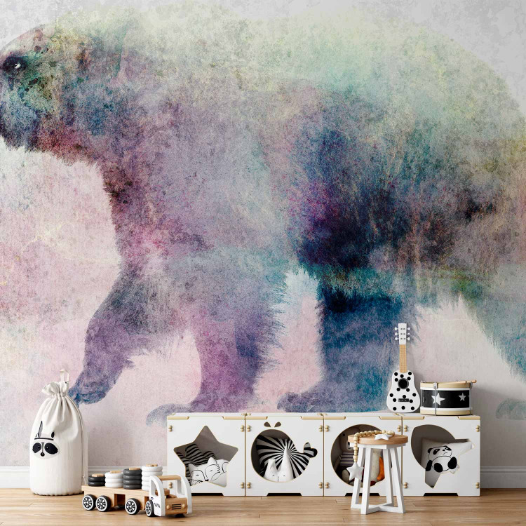 Wall Mural Winter animals - bear motif on background with coloured accent 127491 additionalImage 4