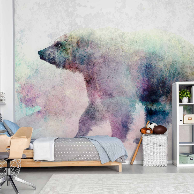 Wall Mural Winter animals - bear motif on background with coloured accent 127491 additionalImage 6