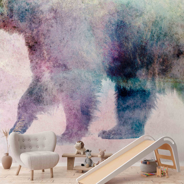 Wall Mural Winter animals - bear motif on background with coloured accent 127491 additionalImage 4