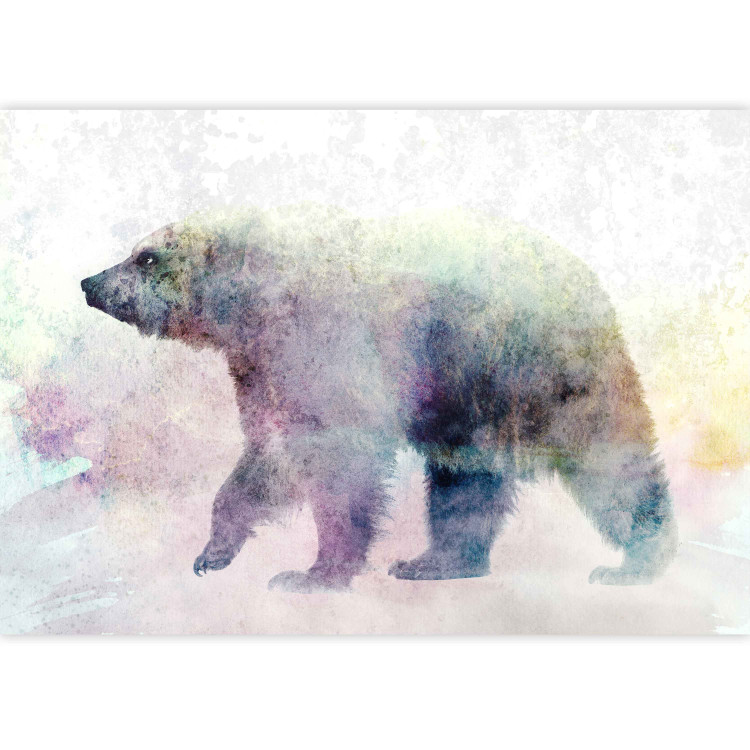 Wall Mural Winter animals - bear motif on background with coloured accent 127491 additionalImage 3