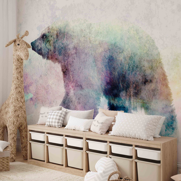 Wall Mural Winter animals - bear motif on background with coloured accent 127491 additionalImage 5