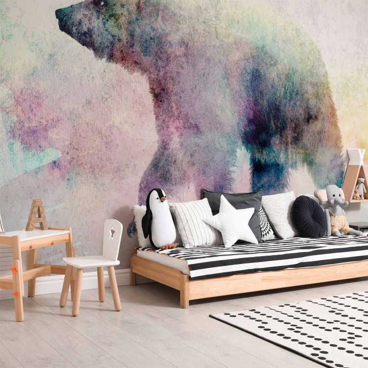 Wall Mural Winter animals - bear motif on background with coloured accent 127491 additionalImage 2