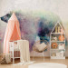 Wall Mural Winter animals - bear motif on background with coloured accent 127491