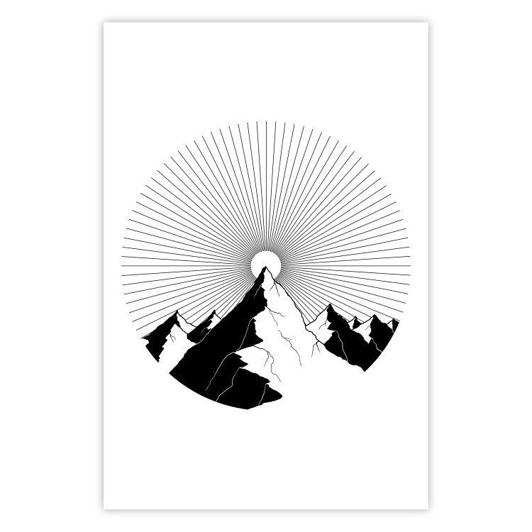 Wall Poster Summit Zenith - abstract black mountain landscape on white background 128491