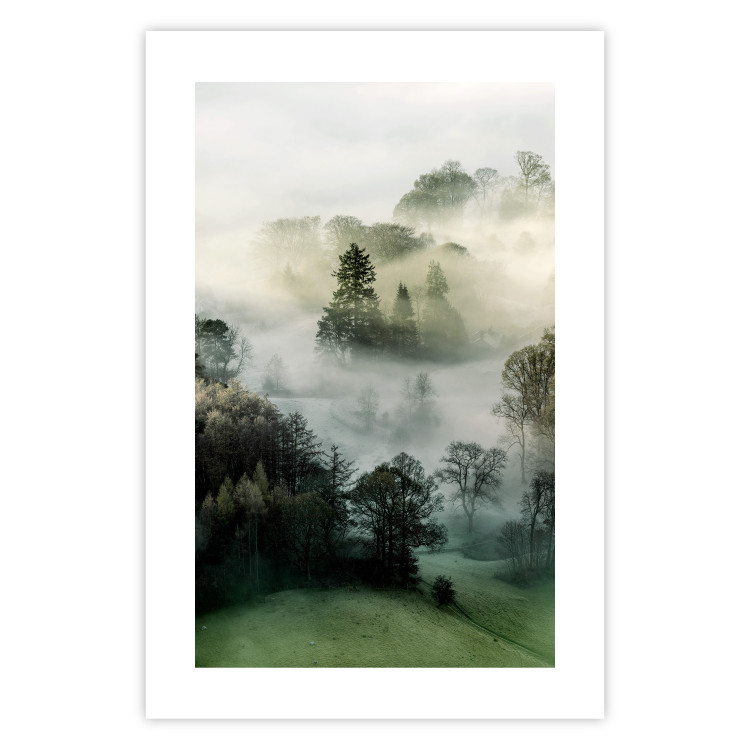Wall Poster Morning Chill - landscape of trees surrounded by dense fog against the sky 130291 additionalImage 14