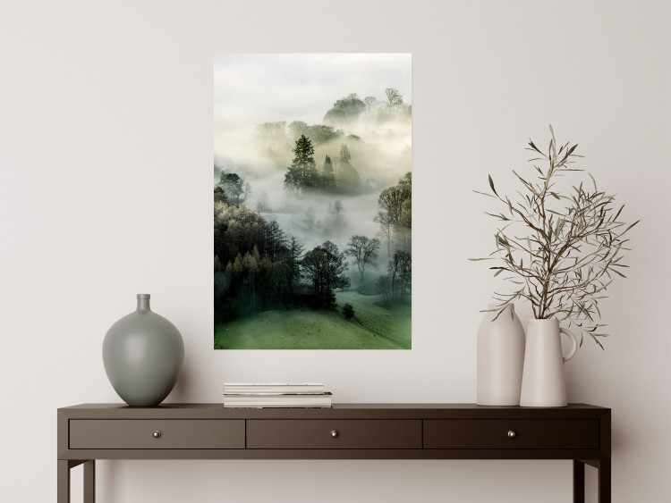 Wall Poster Morning Chill - landscape of trees surrounded by dense fog against the sky 130291 additionalImage 14