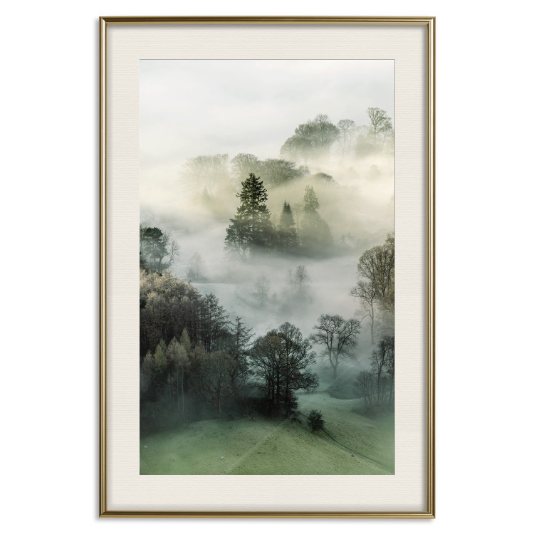 Wall Poster Morning Chill - landscape of trees surrounded by dense fog against the sky 130291 additionalImage 22