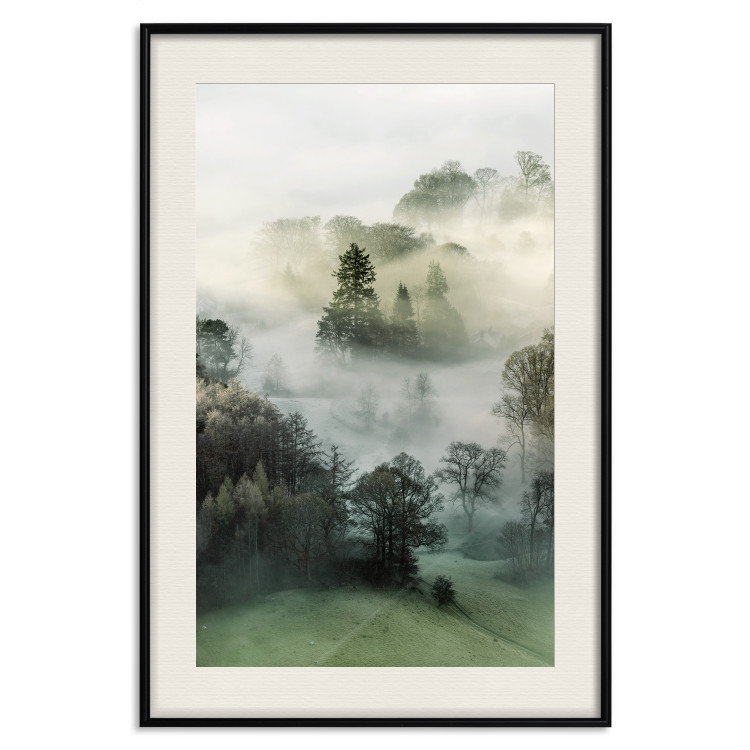 Wall Poster Morning Chill - landscape of trees surrounded by dense fog against the sky 130291 additionalImage 24