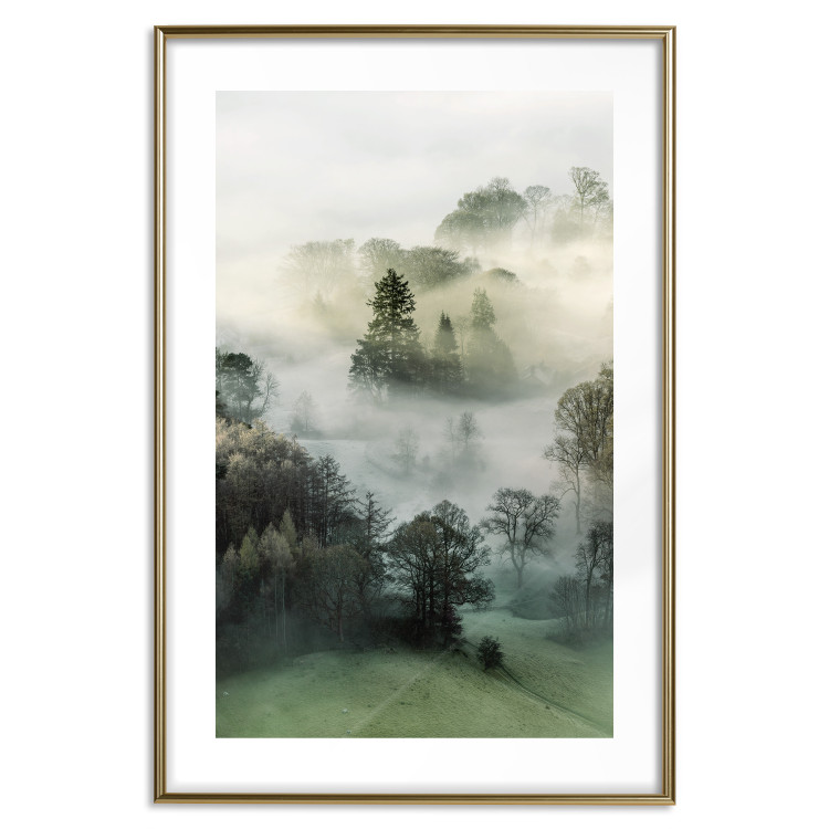 Wall Poster Morning Chill - landscape of trees surrounded by dense fog against the sky 130291 additionalImage 27