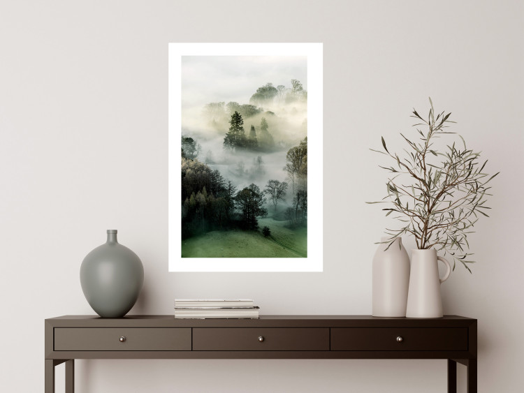 Wall Poster Morning Chill - landscape of trees surrounded by dense fog against the sky 130291 additionalImage 11
