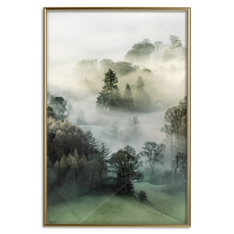 Wall Poster Morning Chill - landscape of trees surrounded by dense fog against the sky 130291 additionalImage 25