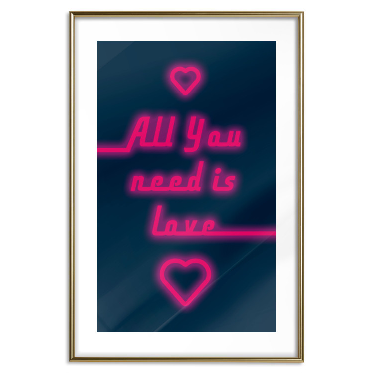 Wall Poster All You Need Is Love - pink neon English texts and hearts 131991 additionalImage 16