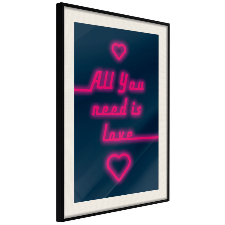 Wall Poster All You Need Is Love - pink neon English texts and hearts 131991 additionalImage 2