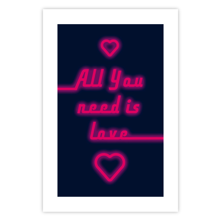 Wall Poster All You Need Is Love - pink neon English texts and hearts 131991 additionalImage 25