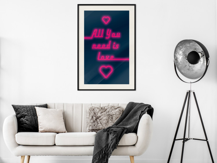 Wall Poster All You Need Is Love - pink neon English texts and hearts 131991 additionalImage 24