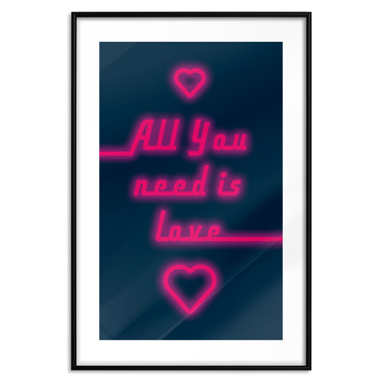 Wall Poster All You Need Is Love - pink neon English texts and hearts 131991 additionalImage 15