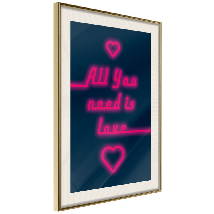 Wall Poster All You Need Is Love - pink neon English texts and hearts 131991 additionalImage 3