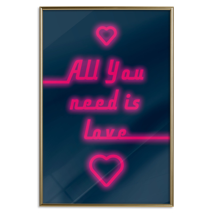 Wall Poster All You Need Is Love - pink neon English texts and hearts 131991 additionalImage 17