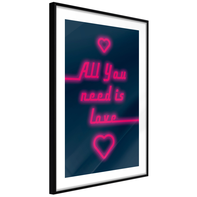 Wall Poster All You Need Is Love - pink neon English texts and hearts 131991 additionalImage 8