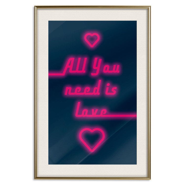 Wall Poster All You Need Is Love - pink neon English texts and hearts 131991 additionalImage 20
