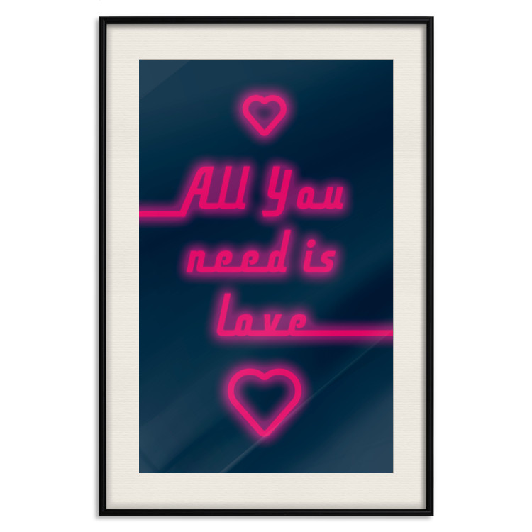 Wall Poster All You Need Is Love - pink neon English texts and hearts 131991 additionalImage 19