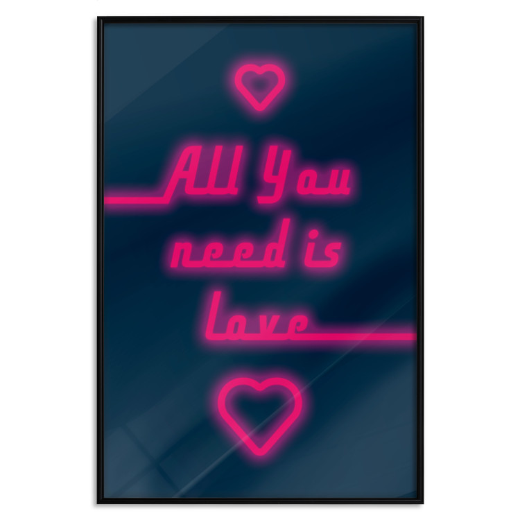 Wall Poster All You Need Is Love - pink neon English texts and hearts 131991 additionalImage 18