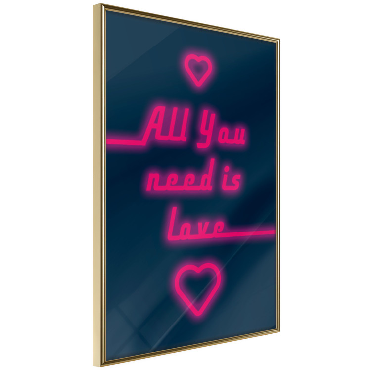 Wall Poster All You Need Is Love - pink neon English texts and hearts 131991 additionalImage 12