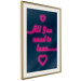 Wall Poster All You Need Is Love - pink neon English texts and hearts 131991 additionalThumb 3