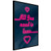 Wall Poster All You Need Is Love - pink neon English texts and hearts 131991 additionalThumb 11