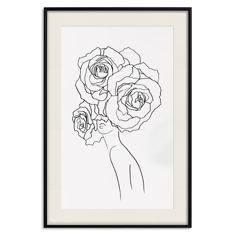 Wall Poster Fantasy Roses - fantasy line art of a woman with flowers on her head 132091 additionalImage 27