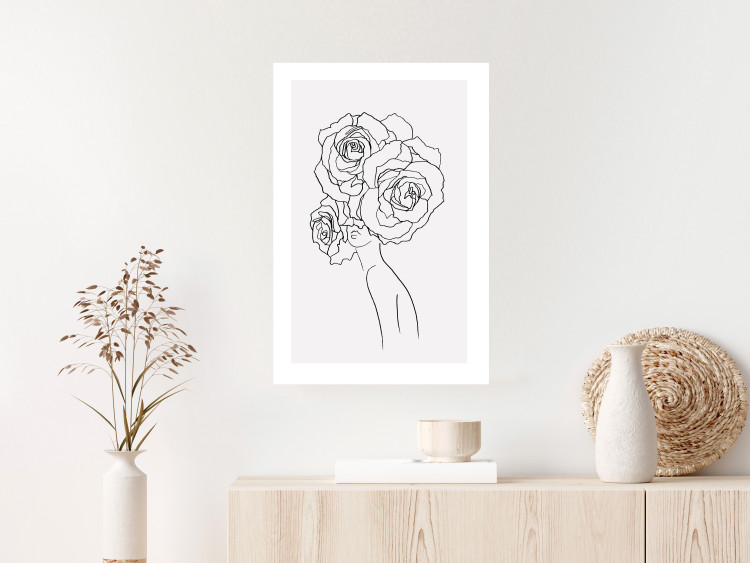 Wall Poster Fantasy Roses - fantasy line art of a woman with flowers on her head 132091 additionalImage 5