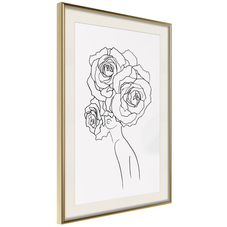 Wall Poster Fantasy Roses - fantasy line art of a woman with flowers on her head 132091 additionalImage 3