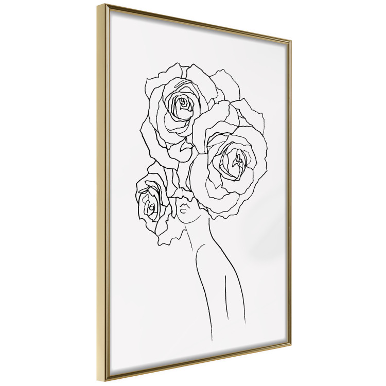Wall Poster Fantasy Roses - fantasy line art of a woman with flowers on her head 132091 additionalImage 14